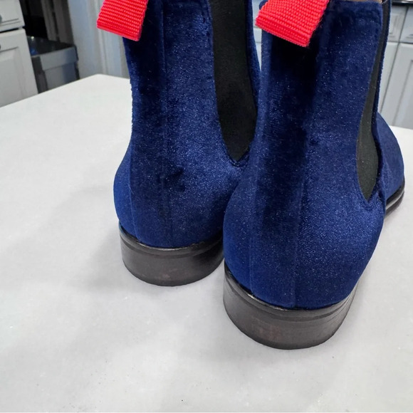 DEL TORO Blue Velvet Boots Leather Soles. Hand Made In Italy Sz 5 Fits Sz 6 - Picture 4 of 12